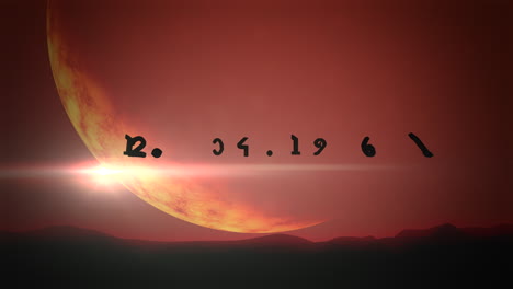 12.04.1961 con el gran planeta rojo y la montaña en la galaxia