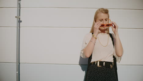 stylish woman in sunglasses