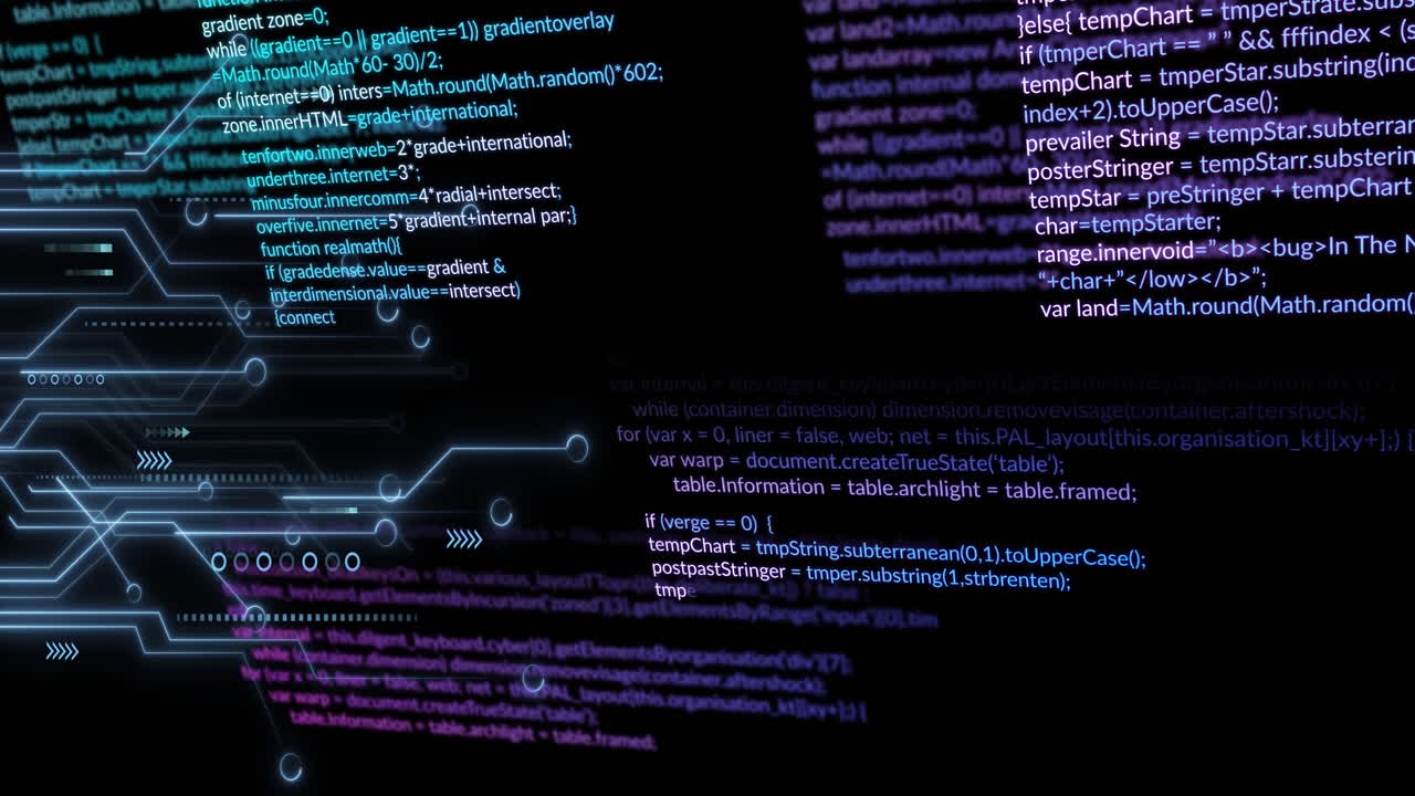 animación del procesamiento de datos sobre un fondo negro