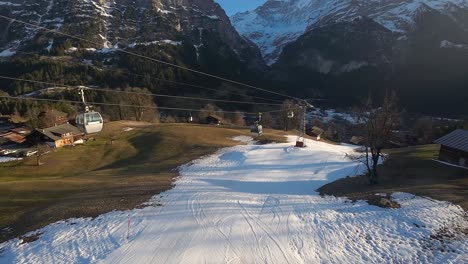 cable car system used to transport skiers to top of slope