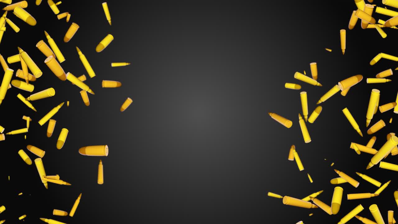 Flight of bullet on screen bullets falling down with matte background war concept professional