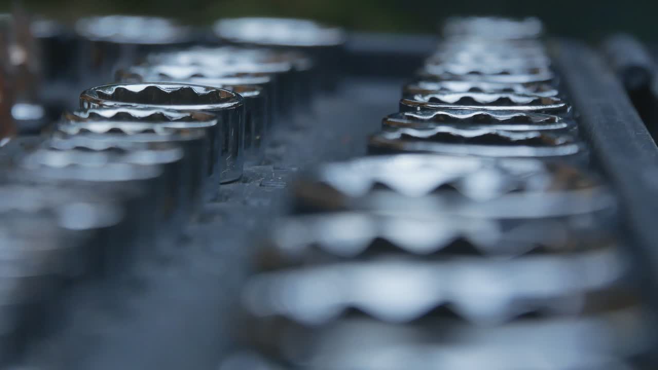 Close Up Of Used Wrench Head Set