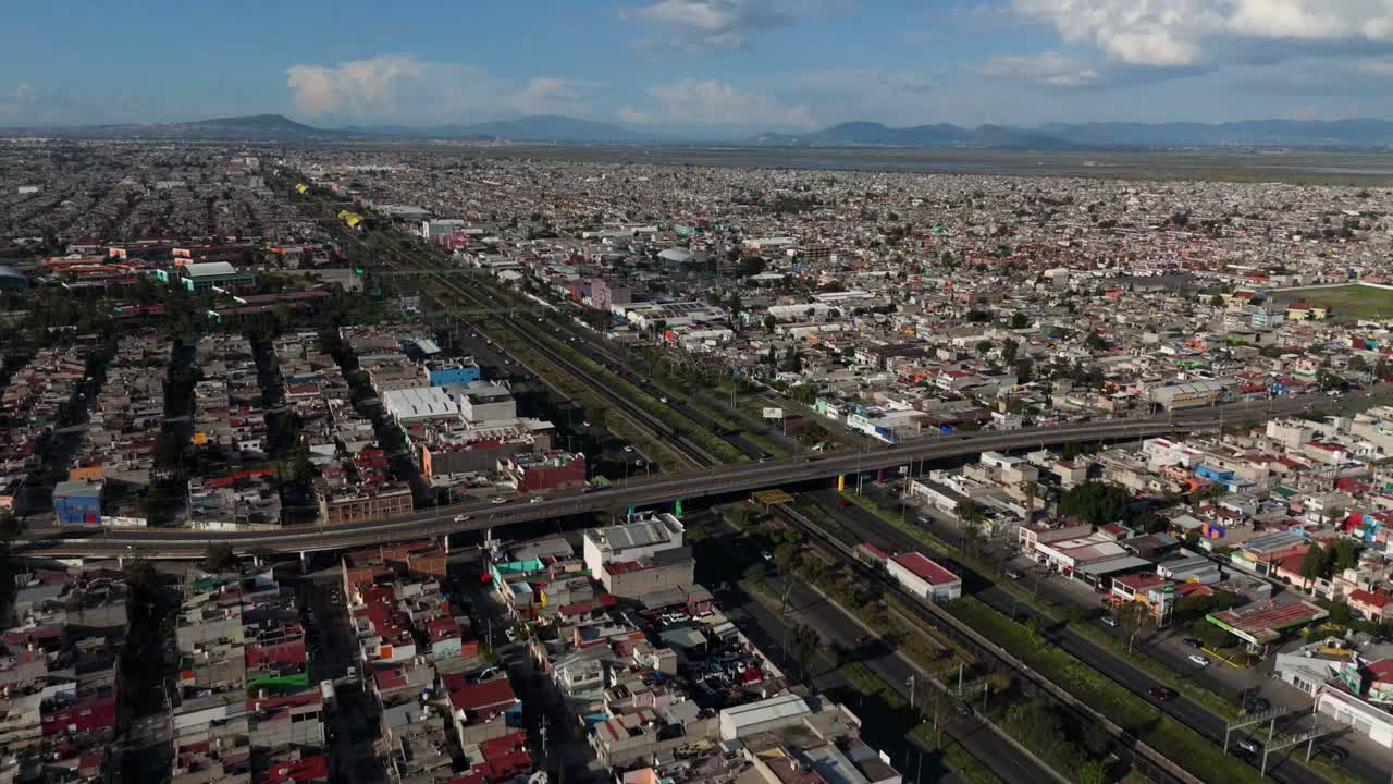 aerial view of a calm and peaceful Sunday in Ecatepec, captured by a drone