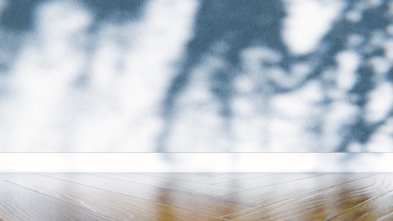 木の床のある壁に映る動く木の影