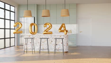 Elegant-Kitchen-Celebrating-2024-ballon-golden