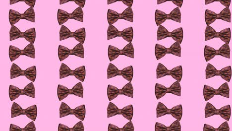 animation of bow ties floating over pink background