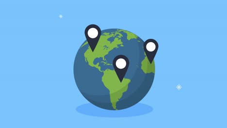 viajes en el tiempo con planetas de la tierra y ubicaciones de alfileres
