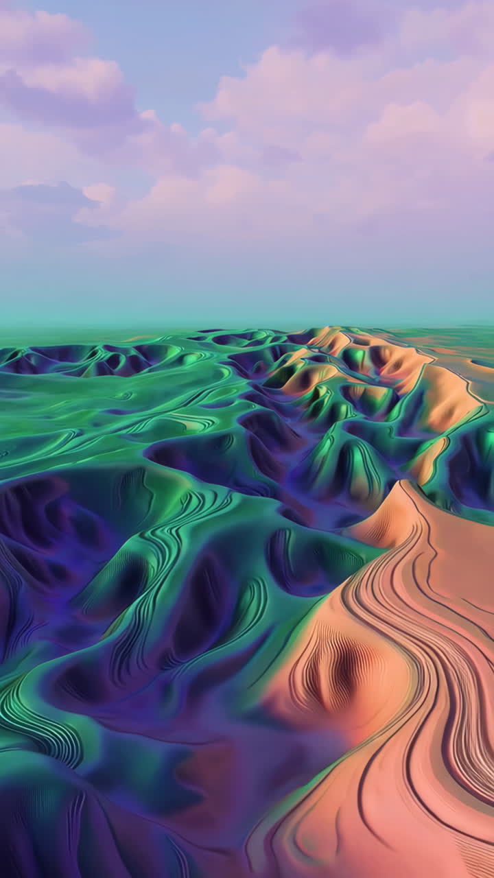 Vibrant Abstract Landscape with Undulating Forms