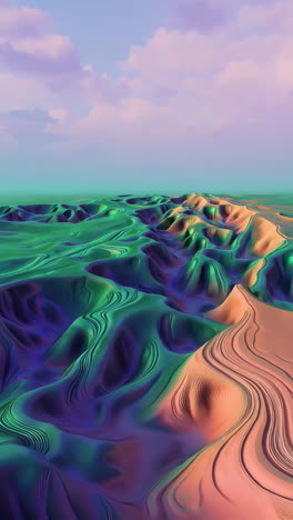 vibrant abstract landscape with undulating forms