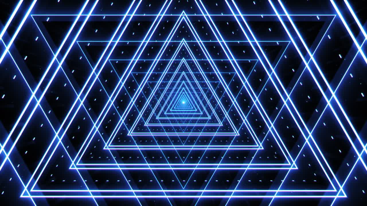 Seamless Loop Abstract Retro Triangle Star VJ Loop Infinity Zoom Background. render retro neon abstract futuristic.