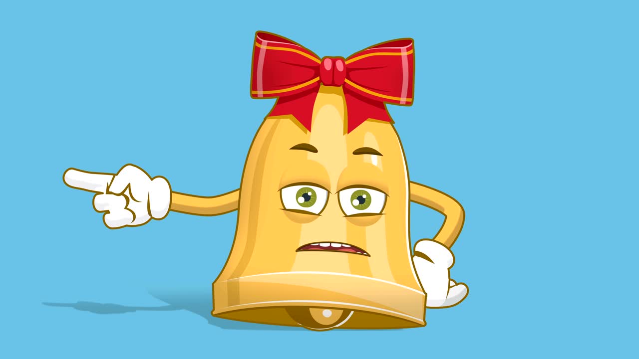 만화 크리스마스 벨 왼쪽 포인터 얼굴 애니메이션 알파 매트