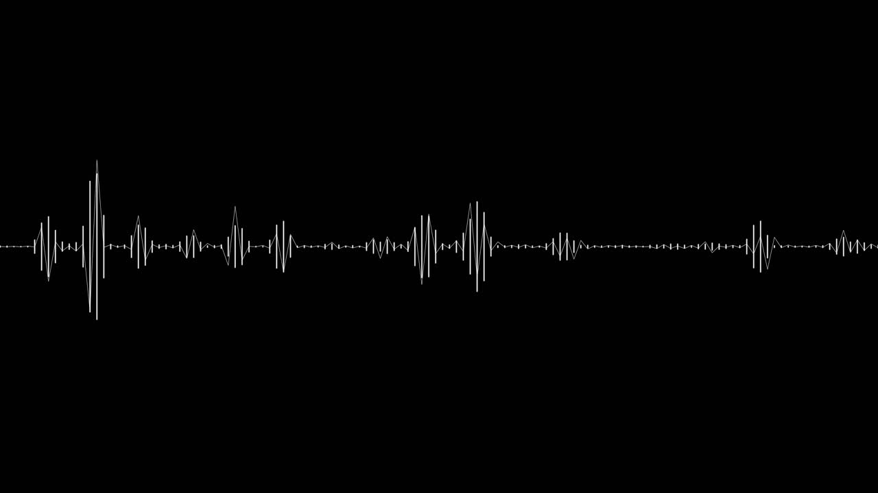 White speech audio visualizer on a black background, isolated