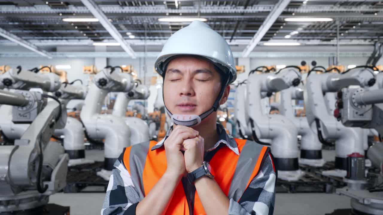 스트레스를 받는 공장 노동자