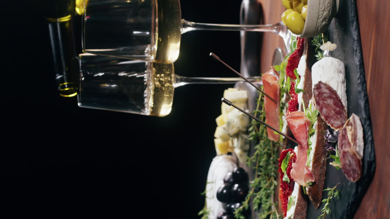 Charcuterie board with wine