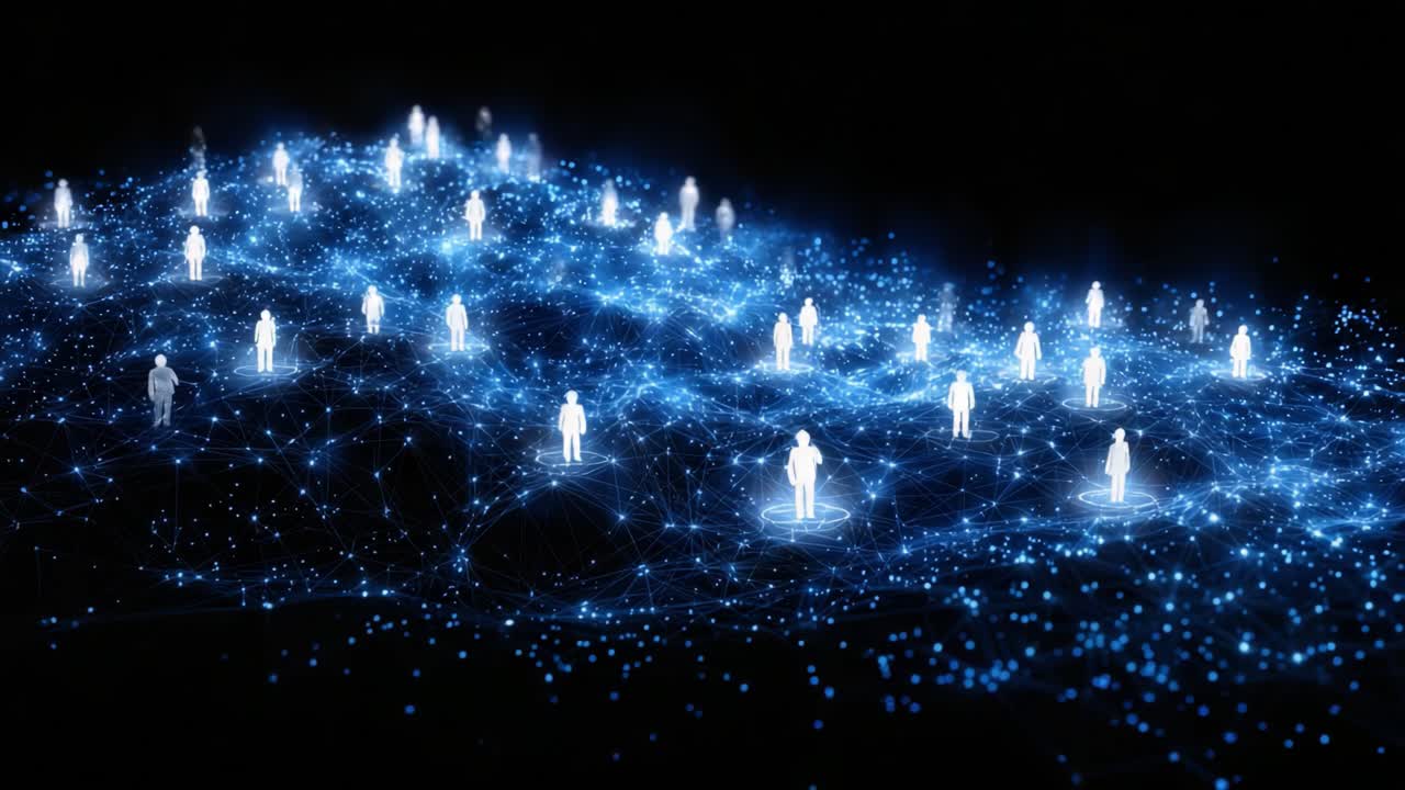A Network of Digital Connections: Visualizing the Interconnectedness of Human Presence in a Brightly Lit Virtual Space Representing Community Dynamics and Interaction
