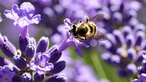 close-up of a bee on lavender flowers