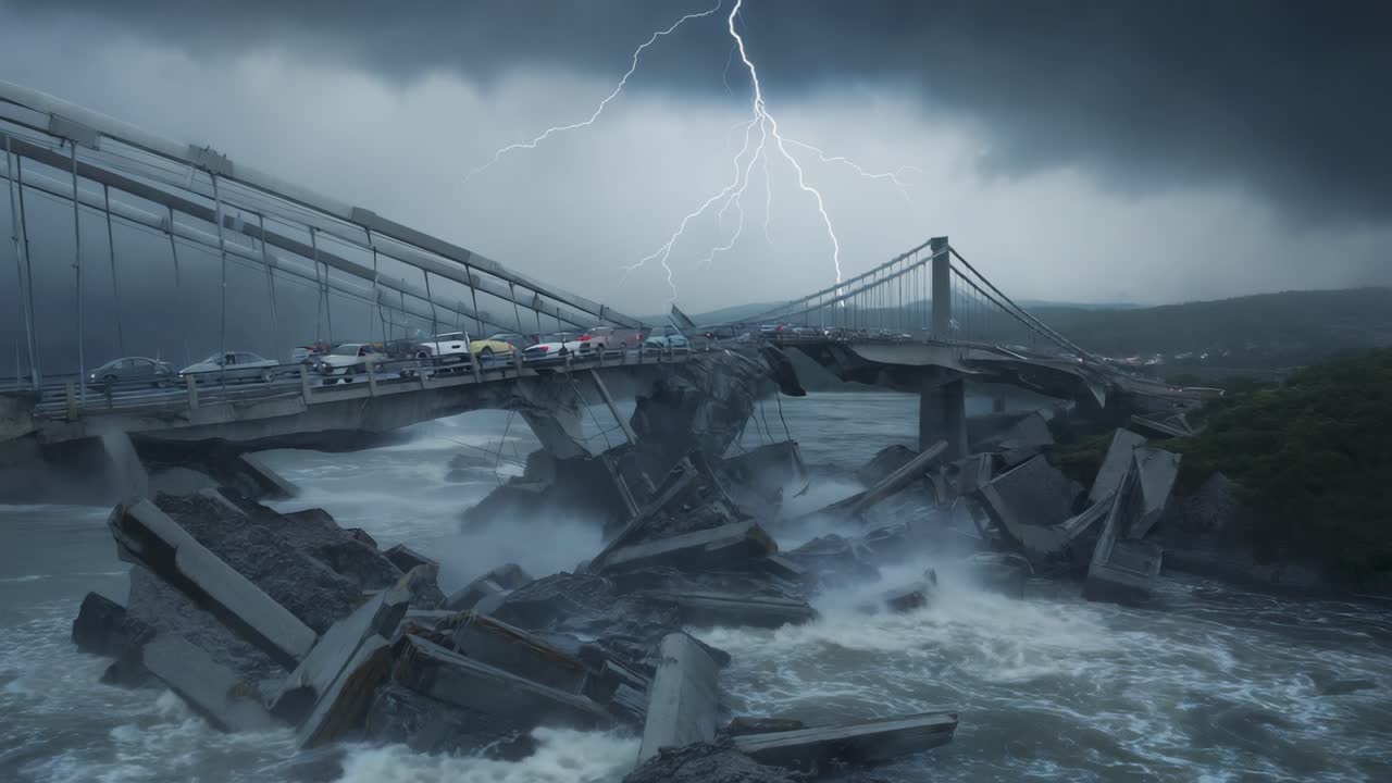 Bridge Collapse During a Lightning Storm