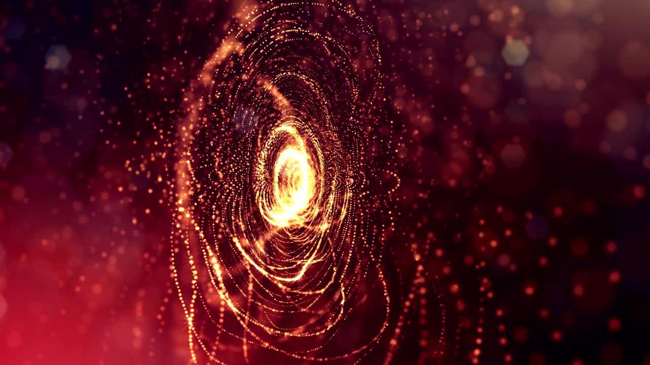 complex golden composition with luminous particles that form wavy structures in the air. 4k 3d looped smooth animation with glow paricles. sci-fi microworld or space background. 23
