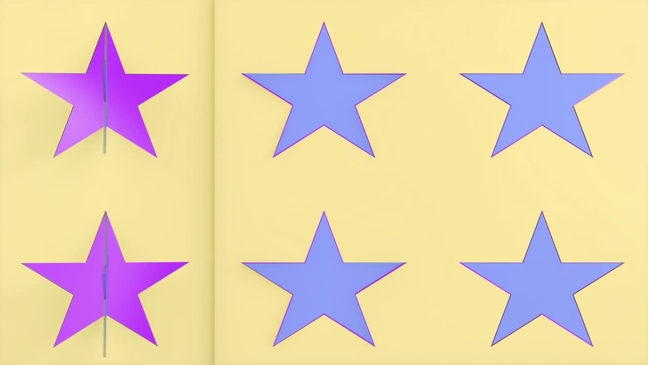animación 3d de estrellas coloridas en movimiento. el signo de las estrellas se está volviendo. patrón sin costuras.