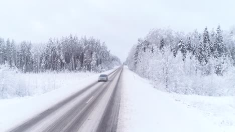 Las-Nevadas-Cubrieron-La-Carretera-Y-Los-árboles-Con-Una-Capa-De-Nieve