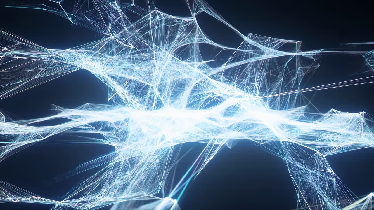 Dynamic Abstract Plexus of Glowing Lines and Data