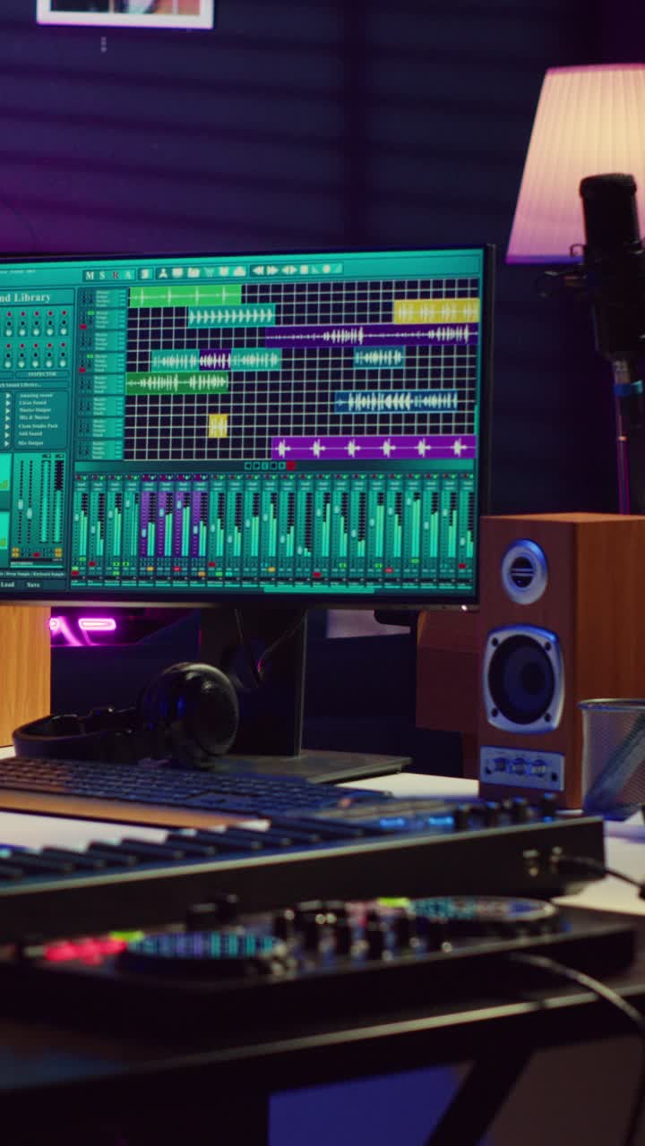 Modern Music Studio Setup with Digital Audio Workstation on Monitor