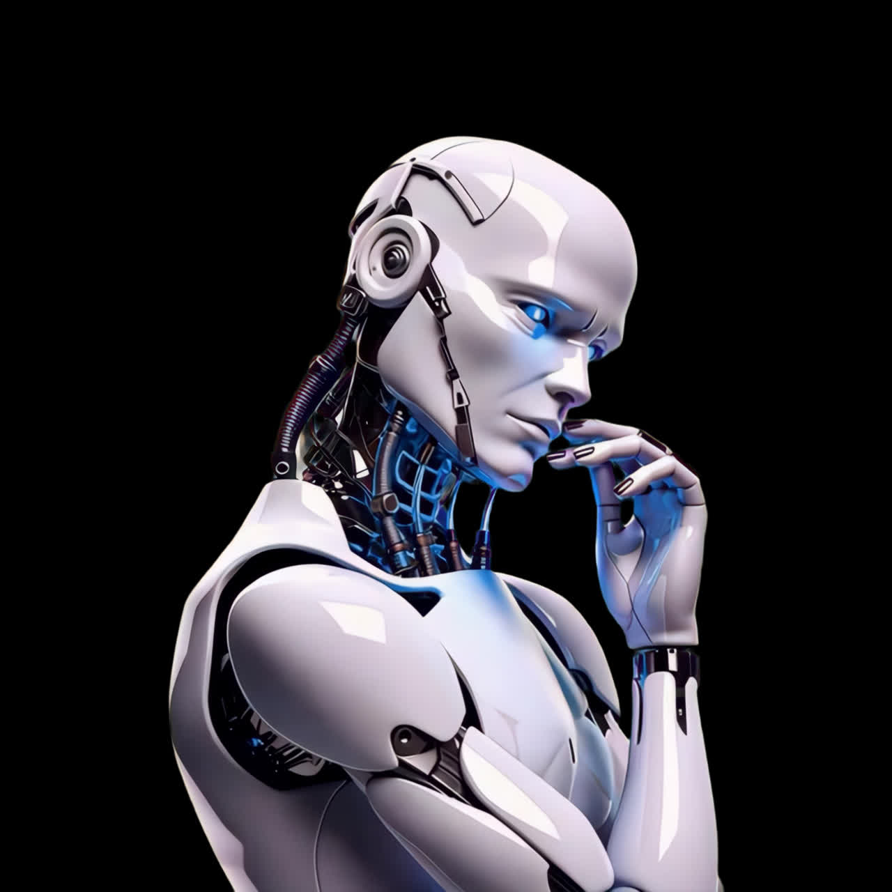 AI robot 3d design animation isolated asset, transparent 4K video, alpha channel, ProRes 4444