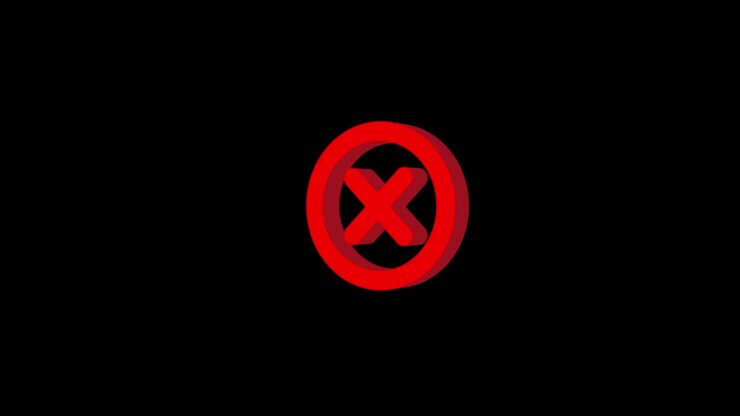 Animeret rødt X-mærke symbol for fejl eller afvisning