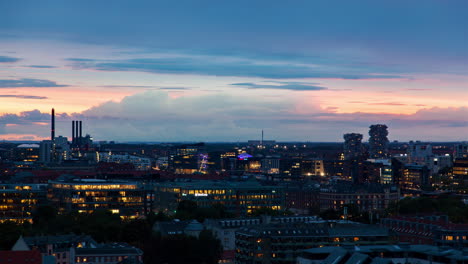 Timelapse-Del-Horizonte-De-Copenhague:-Paisaje-Urbano-Al-Atardecer-De-Otoño