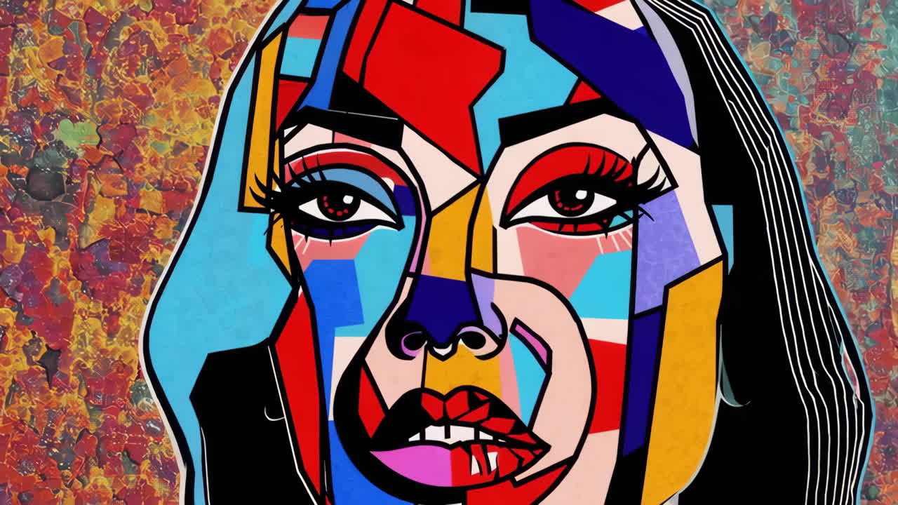 Vibrant Abstract Cubist Portrait