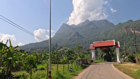 traveling through a lush mountainous landscape