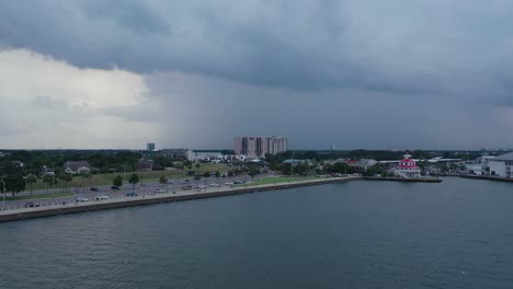 weather approaching the lakefront lighthouse in new orleans, louisiana