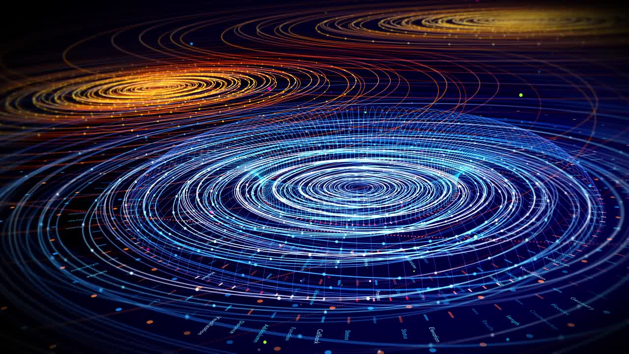 천천히 흐르는 추상적인 다채로운 디지털 라인, 창의적인 배경 애니메이션