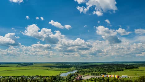 blue sky white clouds background timelapse. beautiful weather at cloudy heaven. beauty of bright color, light in summer nature. abstract fluffy, puffy cloudscape in air time lapse. video loop