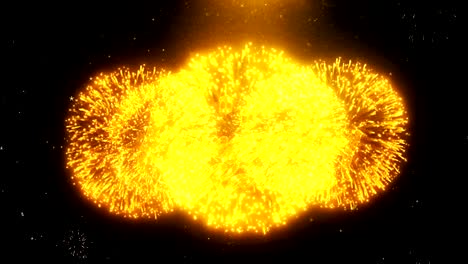 Ramadan Kareem Text Wish On Firework Display Explosion Particles.