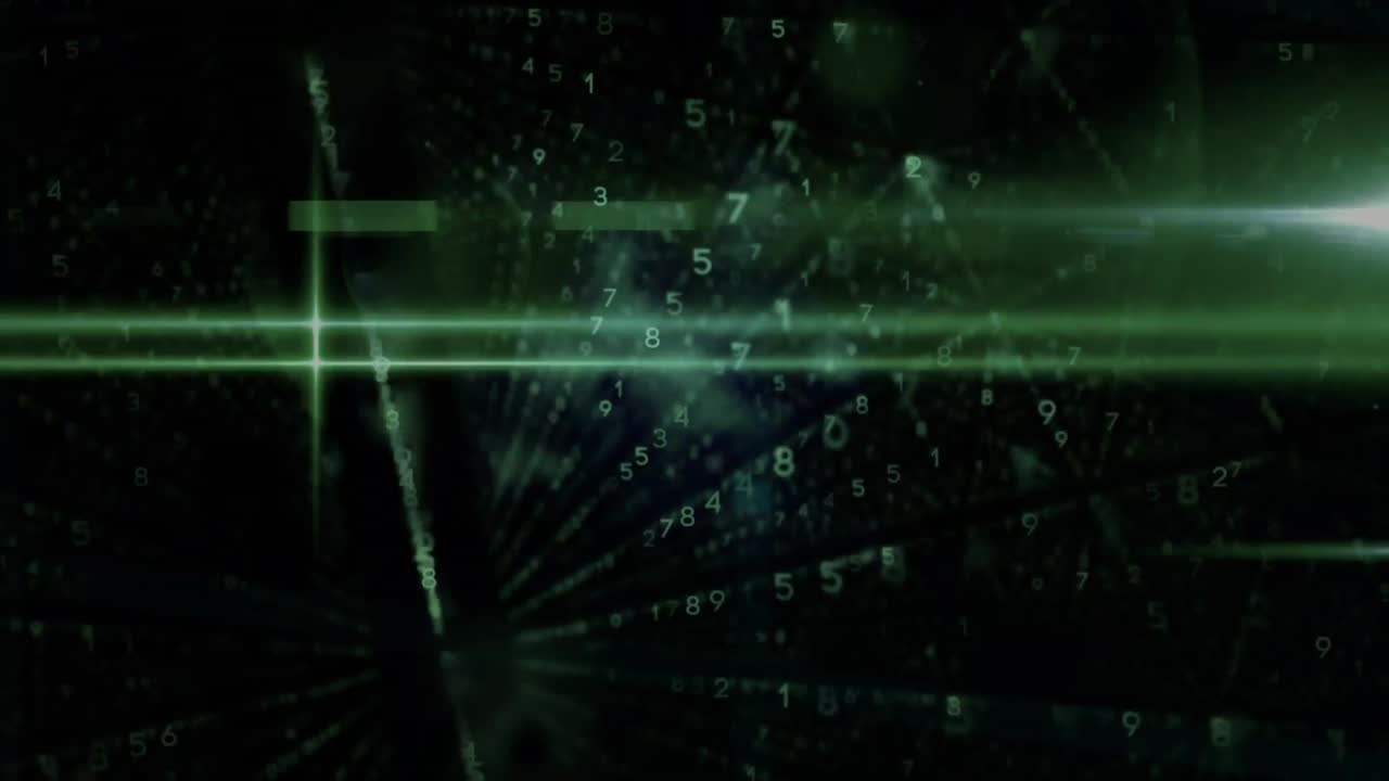 Animation of data processing on green background