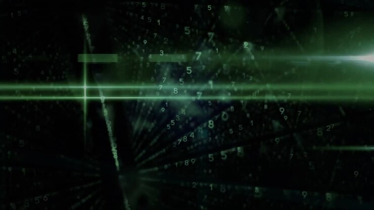 Animation af databehandling på grøn baggrund.