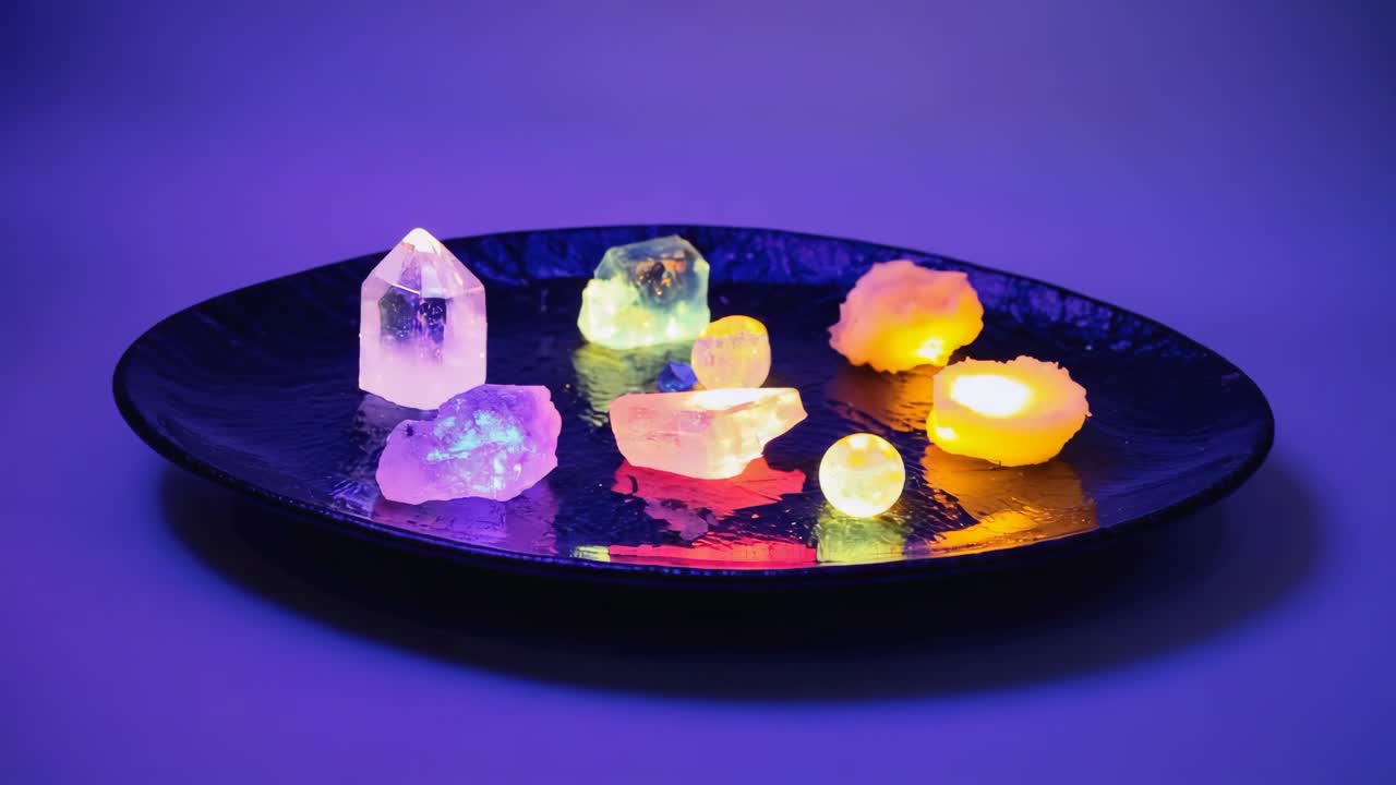 Glowing Crystals on a Plate