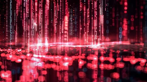 a red background with a lot of red lights and a black foreground. the lights are scattered all over the background and the foreground