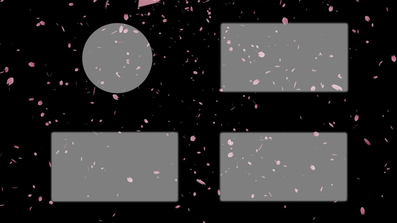 체리 꽃 잎자루 입자 끝 카드 끝 화면 모션 그래픽