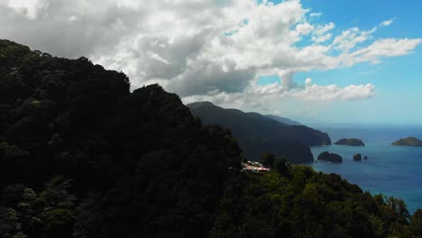 aerial footage of a scenic lookout spot on the caribbean coast