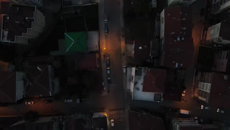 aerial drone nigth traffic top view