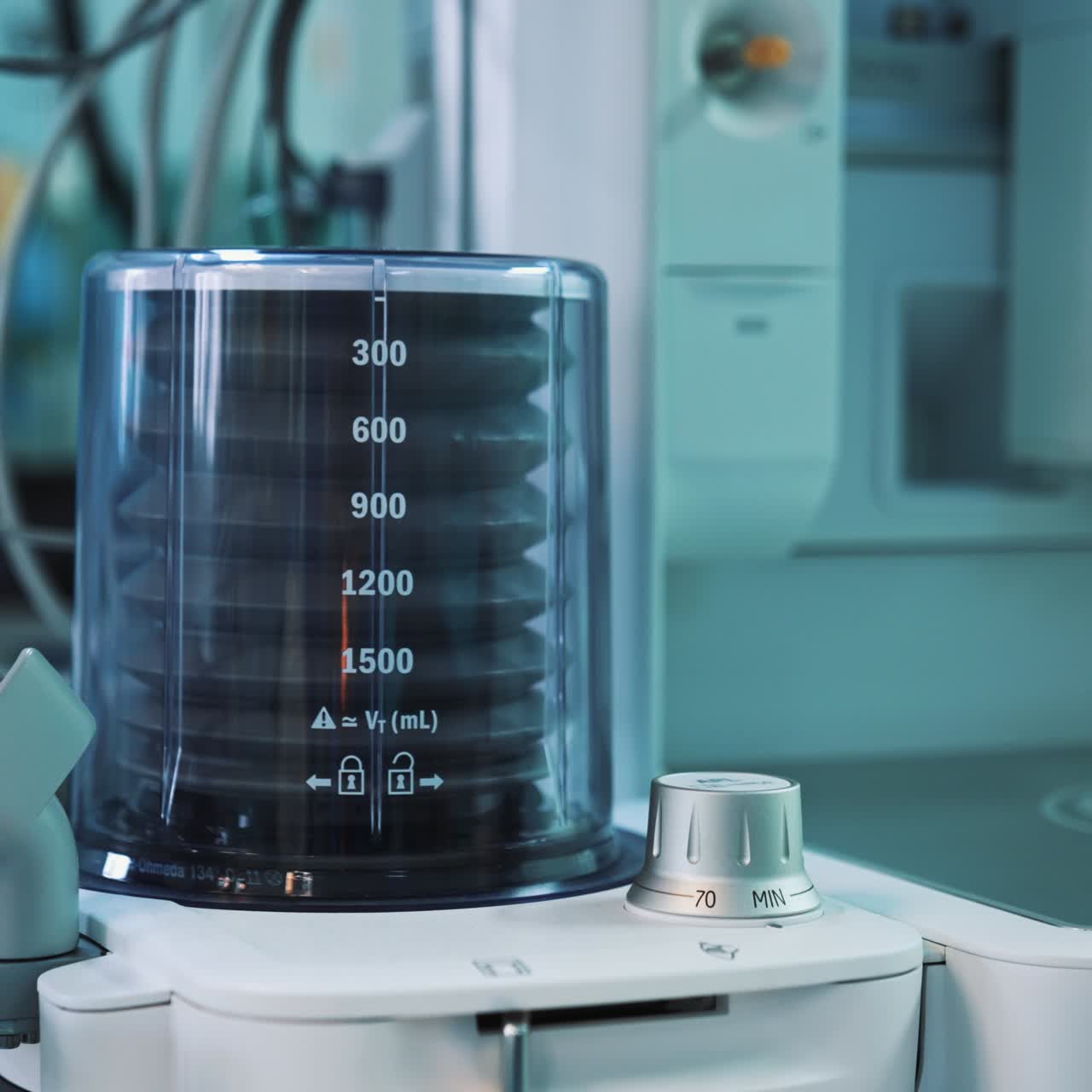 Switched on apparatus for lung ventilation. Innovative equipment working in the modern clinics