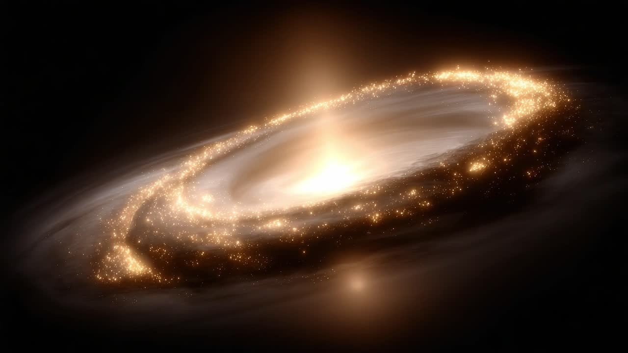 A Spectacular Cosmic Dance: Glowing Galactic Elements in a Majestic Spiral Formation Captured in Two Striking Frames of a Celestial Phenomenon