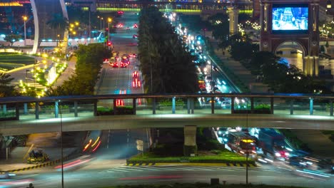 china macau city night illumination traffic street circle panorama 4k time lapse