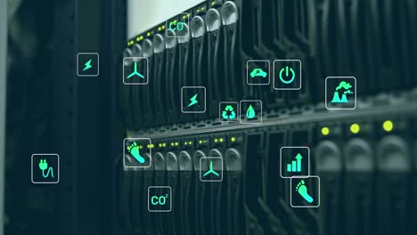 animation of digital icons over servers