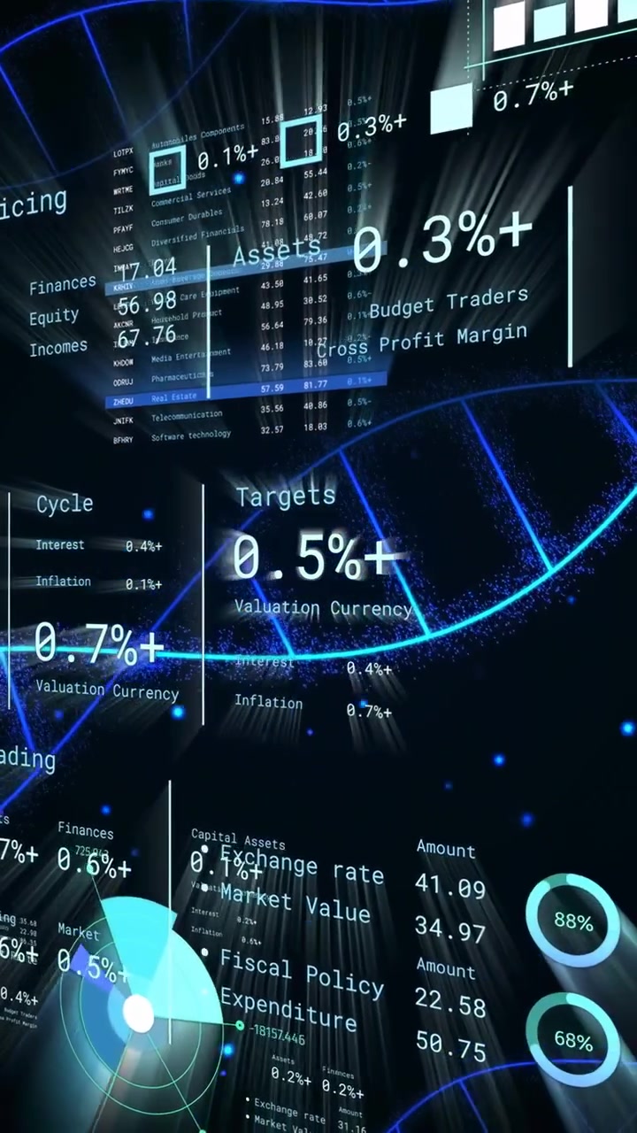 Vertical video: On load finance HUD sliding while helix sweeping and gauges filling to show value