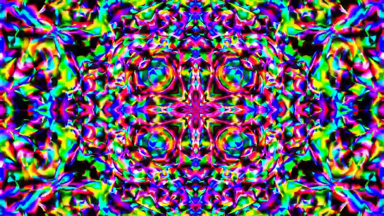 Motivo caleidoscopico psichedelico astratto con colori vivaci