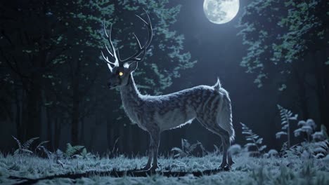 mythical deer under moonlight