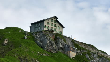 schafler mountain cabin on mountain top in appenzell alps, switzerland